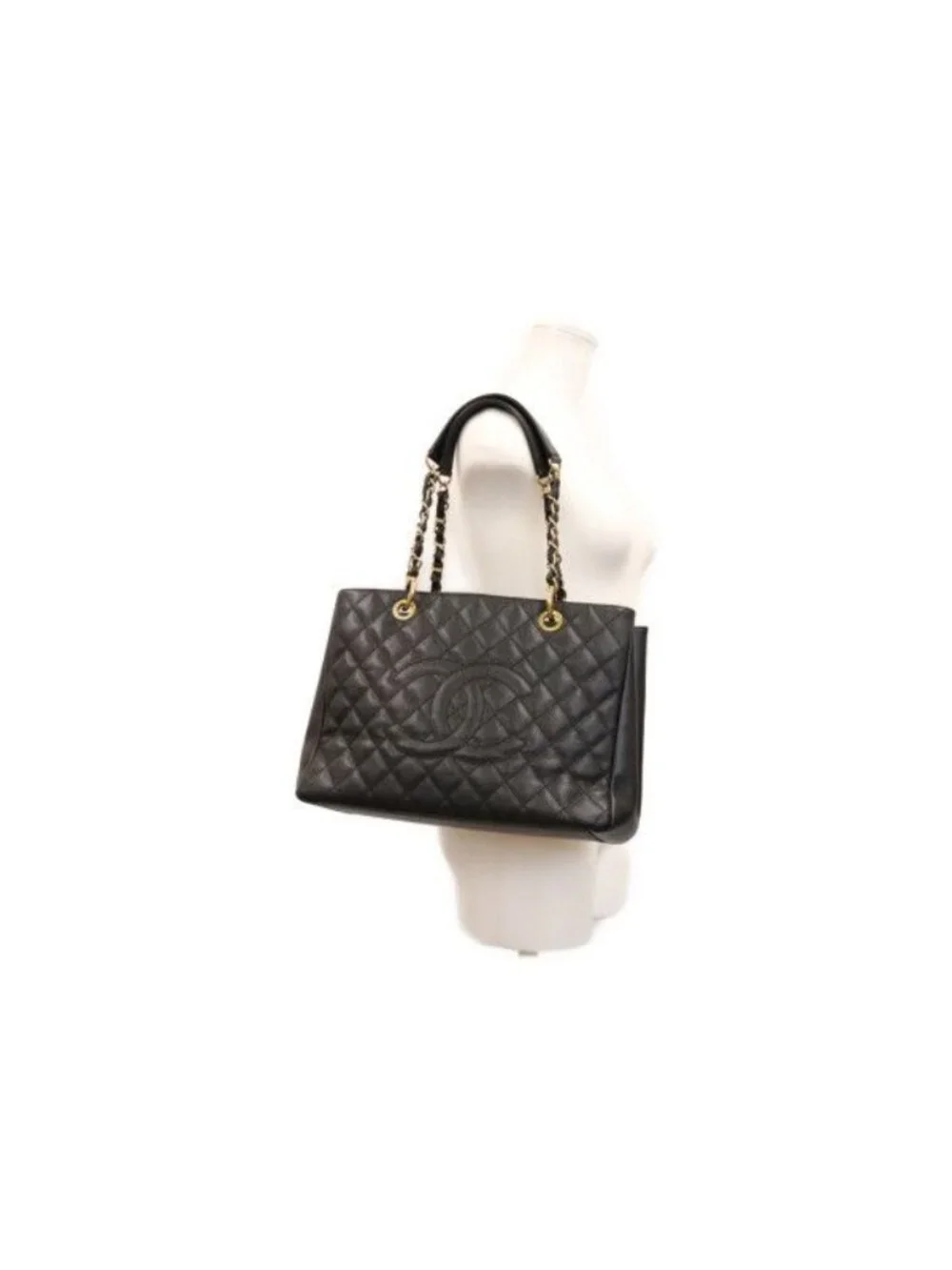 Chanel Black Caviar Gold Grand Shopping Tote GST